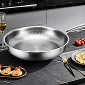 economico Utensili da cucina-padella martellata in titanio pro con coperchio, padelle antiaderenti multifunzionali ultra resistenti e antigraffio per cucinare in cucina