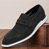 cheap Premium Leather Loafers-Men&#039;s Tan Cowhide Suede Slip-on Loafers with Modern Design Comfortable and Stylish for Office Wear, Casual Outings and Travel