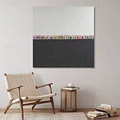 お買い得  抽象画-手作りの油絵キャンバス壁アート装飾モダン抽象白黒シンプルな漫画キャラクターホームデコレーション用ストレッチフレーム吊り下げ絵画/ロールキャンバス（フレームなし）