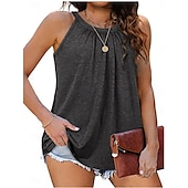 olcso Egyszerű ujjatlan felső-Női Camisole Tank Top Tömör szín Napi Alkalmi Ujjatlan Kötőfék nyaka Normál felsők Napi Fehér Arcpír rózsaszín Lóhere Szürke Nyár Tavasz