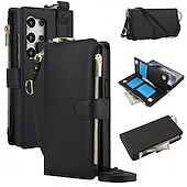 cheap Samsung Cases-Phone Case For Samsung Galaxy S25 S25 Plus S25 Ultra S23 Ultra Plus S23 Ultra S23 Plus A73 A53 A13 5G Wallet Case Zipper with Lanyard Card Slot Retro TPU PU Leather