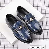 abordables Semi-formel-Mocassins en similicuir bordeaux pour homme, effet crocodile, avec boucle décorative en métal, pour hommes d&#039;affaires, événements formels et banquets