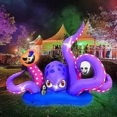 economico Piscine per bambini-gonfiabile gigante a forma di polpo di Halloween con zucca e teschio, decorazione per esterni a LED