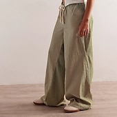 billiga breda ben och hög midja-dam bomullsblandad denim culottes vida ben semester vintage snygg full längd medelhög midja randig lapptäcke randig bekväm oelastisk utomhus semester hem marinblå jordgul svart armégrön