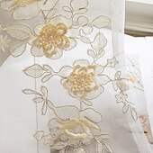 preiswerte Sofabezug-Curtian Drapes, bestickte transparente Vorhänge mit 3D-Blumenapplikation, handgefertigte Tüllvorhänge für Wohnzimmer, Schlafzimmer oder Balkon, moderne minimalistische Fensterpaneele, fertig zum