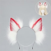 economico Accessori per acconciature-Fascia con orecchie da lupo realistiche – orecchie da volpe e lupo lolita fatte a mano per cosplay, stile kc, feste, convention e accessori per giochi di ruolo