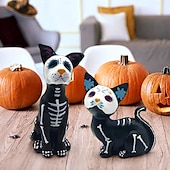 levne Halloween-Socha psa na Den mrtvých, halloweenské cukrové lebky, socha zvířat z pryskyřice, ozdoba