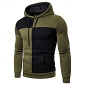 economico felpe in pile-Per uomo Felpa con cappuccio Felpa con cappuccio a zip intera Felpa con cappuccio in pile Nero Verde militare Rosso Blu marino Blu Con Cappuccio Blocco di colori Patchwork Blocco di colore Sport