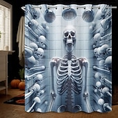 levne Halloween koupel-Halloweenský sprchový závěs s háčky, polyesterový, pratelný, voděodolný, vzorovaný, koupelnová vana, dekorace