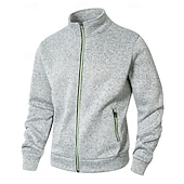 levne Základní mikiny_-Pánské Mikina Celorozepínací mikina Černá Armádní zelená Námořnická modř Světle šedá Tmavě šedá Stojáček Bez vzoru Kapsy Sporty a outdoor Denní Dovolená Polyester Šik ven Základní Na běžné nošení