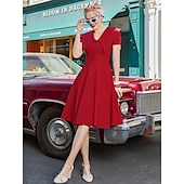 levne Šaty-Retro 50. léta Rockabilly Polední Šaty Šaty na šaty Rozevláté Do V Maškarní kostým Dámské předvečer Všech svatých Karneval Valentýna Čajový dýchánek Retro tematická párty Dospělé Šaty Léto