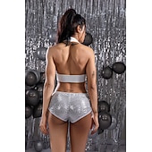 halpa Pohjat-Retro / vintage 1980 luku Kiiltävä metallinen Shortsit Hotpants Disko Paljetti Yhtenäinen väri Naamiaispuku Naisten Karnevaali puku Karnevaali Klubi Pride-paraati Pride-kuukausi Aikuisten Shortsit