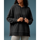 abordables Sudadera &amp; Sweatshirt-Mujer Tops casuales Sudadera con capucha Sudaderas Bolsillo Manga Larga Camiseta Ropa Deportiva Color sólido Protección Solar Resistente al Viento Senderismo Rutina de ejercicio De Deporte Ropa de