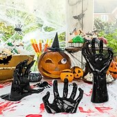 levne Halloweenové závěsné a stolní dekorace-3 ks halloweenské nástěnné dekorace strašidelné ruce držák na svíčky závěsný háček kolekce strašidelný duch ruka úložná police dekorace