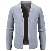 voordelige heren vest trui-Voor heren Vest Trui Vest Bijgesneden vest trui Bijgesneden trui Geribd breien Normale tops Dichtknopen Gebreid Effen / effen kleur V-hals Stijlvol Casual Alledaagse kleding Uitgaan Kleding Herfst