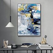 お買い得  油絵-キャンバスに金箔を施した手作りの大型抽象油絵。モダンな額縁なしの絵画。家の装飾に最適な壁アート画像。