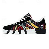 cheap Men&#039;s Sneakers-Men&#039;s Sneakers Walking Casual PU Leather Canvas Comfortable Slip Resistant Breathable Lace-up Black White Red Summer Spring