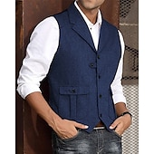 abordables Chalecos-Hombre Chaleco Vacaciones Fiesta Negocio Moda Casual Verano Primavera Bolsillo Botones Poliéster Cómodo Plano Recto 1 botón Diseño Ajuste regular Azul Marino Verde Oscuro Café Gris Chaleco