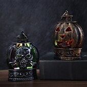 ieftine Halloween în interior-1 buc lumină de noapte în formă de craniu de dovleac zâmbitor din bronz argintiu de Halloween, pentru interior și exterior, pentru petreceri, groază și decor ciudat, lumină de atmosferă