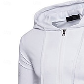 economico Felpa con cappuccio in pile-Per uomo Felpa con cappuccio Felpa con cappuccio a zip intera Felpa con cappuccio in pile Nero Bianco Verde militare Rosso Borgogna Con Cappuccio Semplice Con zip Tasca Sport &amp; Outdoor Casuale