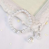 abordables Parures de Bijoux-Ensembles de bijoux de mariée 1 ensemble boucles d&#039;oreilles en alliage de perles d&#039;imitation collier bracelets ensemble de bijoux élégant pour femme pour fête de mariage occasion spéciale