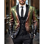 baratos Blazers Clássicos Masculinos-Homens Blazer O negócio Coquetel Festa de Casamento Moda Casual Primavera Outono Poliéster Gradiente Bolsos Botões Confortável Não Trespassado Jaqueta esporte Prata Azul Verde Escuro Roxo