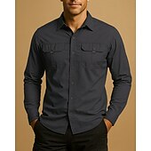 economico Cime-Per uomo camicia cargo Camicia da escursionismo Camicia militare Manica Lunga Collo ripiegato Maglietta Top Esterno Asciugatura Rapida Leggero Traspirante Cotone Nero Verde militare Cachi Caccia