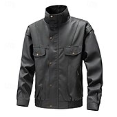 abordables Veste en simili-cuir-Homme Veste en Similicuir Veste moto Blouson de Moto Vacances Quotidien Coupe-vent Chaud Avec Poches Automne Hiver Uni Mode Classique Col montant Régulier Noir Jaune Gris Veste