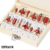 economico Strumenti manuali-Set di 12 utensili per lavorazione del legno con gambo, kit di frese per fresatura del legno, frese per scanalature e rifilatura per progetti di carpenteria e fai da te, lame di precisione resistenti.