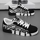 cheap Men&#039;s Sneakers-Men&#039;s Sneakers Walking Casual PU Leather Canvas Comfortable Slip Resistant Breathable Lace-up Black White Red Summer Spring