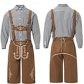 ieftine Bărbați-Oktoberfest lederhosen Cămașă bavareză Germană Munchen Pajiști Bărbați Carnaval Petrecere Festivalul de Bere Pânză în stil tradițional