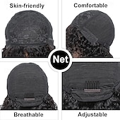 cheap Human Hair Capless Wigs-Curly Human Hair Wig With Bangs 100% Brazilian Human Hair Curly Wigs Scalp Full Machine Made Wig for Black Women L Curly Wigsn Human Hair Natural Color