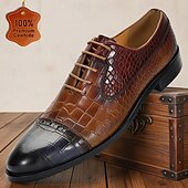preiswerte Klassische Anzugschuhe-Oxford-Schuhe aus echtem Leder mit Krokodilprägung für Herren – eleganter Schnürschuh für modebewusste Männer, Hochzeitsempfänge und geschäftliche Veranstaltungen