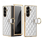 baratos Capa Samsung-telefone Capinha Para Samsung Galaxy Dobra Z 7 Dobra Z 6 Z Fold 5 Z Fold 4 Z Fold 3 Capa traseira Suporte para Alianças Proteção de corpo inteiro Retro TPU Couro PU