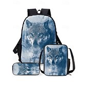 voordelige Kinderen en Tiener Rugzakken-Rugzak met galaxy-wolfprint voor tieners – kosmische dierenschooltas met 3D-ontwerp van een huilende wolf voor jongens en meisjes