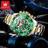 abordables Montres à quartz-OLEVS Hommes Montre à quartz Créatif Mode Décontracté Montre-bracelet Remontage automatique Phase de Lune Lumineux IMPERMÉABLE Acier Suivre