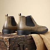 abordables Bottes de Chelsea-Homme Bottes Bottes Chelsea Marche ancien Occasionnel Britannique Cuir PU Confortable Antidérapant Chaud Bottines Mocassin Noir Marron Kaki Automne Hiver