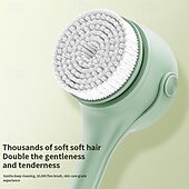 abordables Appareils électroménagers-Brosse de bain électrique rotative en silicone à long manche, brosse de nettoyage pour le corps avec 4 têtes de brosse