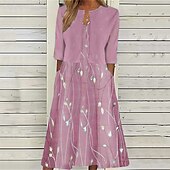 preiswerte Druck Blumen Kleider-Damen Midikleid Freizeitkleid Kleid-Set Mode Modern Täglich Strand Wochenende Normale Passform Blume Halbarm V Ausschnitt Hellgrün Rosa Rote Blau Frühling Herbst