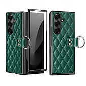 baratos Capa Samsung-telefone Capinha Para Samsung Galaxy Dobra Z 7 Dobra Z 6 Z Fold 5 Z Fold 4 Z Fold 3 Capa traseira Suporte para Alianças Proteção de corpo inteiro Retro TPU Couro PU