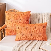 cheap Throw Pillows,Inserts &amp; Covers-1 pcs Halloween Toss Pillow Cover, Pumpkin Boho Casual Square Zipper Traditional Classic