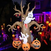 baratos Halloween-Árvore morta inflável de Halloween de 8 pés para áreas externas com fantasma e abóbora, decorações de quintal infláveis de Halloween com luzes LED, árvore inflável de Halloween, decoração de Halloween
