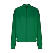 cheap Casual Jackets-Women&#039;s Casual Jacket Sport Jacket Textured Jackets Office / Career Daily Wear Going out Fall Regular Coat Stand Collar Regular Fit Warm Vintage Style Lady Casual Jacket Long Sleeve non-printing