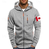 abordables sudaderas basicas hombre-Hombre Sudadera Sudadera con capucha y cremallera completa Negro Blanco Vino Verde Ejército Azul Marino Con Capucha Bandera Cremallera Bolsillo Deporte Diario Festivos Poliéster Ropa de calle Básico