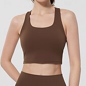 abordables Soutiens-gorge de sport &amp; gilets-Femmes Débardeurs d&#039;entraînement Soutien-Gorges de Sport Sous-vêtement Séchage Rapide Supports élevés Respirant Sans-Fil Rembourré Couleur Unie / Unie Sport Tenues de Sport Noir Jaune Salle de sport