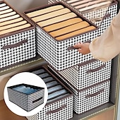 cheap Clothes Drawer Organizers-2Pcs Foldable Jeans Organizer for Closet, Large Capacity Houndstooth Storage Box, Dustproof Foldable Clothes Storage Bin for Home Organization