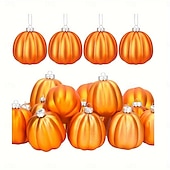 billige Halloween hengende og borddekorasjoner-24 stk. hengende halloween gresskarpynt mini høst-Thanksgiving-ballpynt, 5 cm rustikke gresskarkuler i gårdshusstil til høsttre, girlander, borddekorasjon eller høytidsdekor.