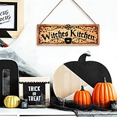 お買い得  ハロウィンの吊るし飾りとテーブルトップ装飾-ハロウィーンの木製吊り下げ看板、屋内と屋外のハロウィーンパーティーの装飾のための不気味な雰囲気の壁とドアの装飾