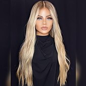economico Parrucche lace front capelli veri-Capelli Vergini Non Trattati 5x5 Chiusura 13x4 Fronte in Pizzo Parrucca Riga centrale Capelli brasiliani Ondulato Biondo Multicolore Parrucca 130% 150% Densità dei capelli Capelli schiariti Capelli