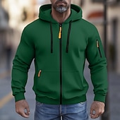 economico Felpa Tattica-Per uomo Felpa con cappuccio Felpa con cappuccio a zip intera Felpa con cappuccio in pile Felpa con cappuccio tattica Nero Bianco Verde militare Rosso Borgogna Con Cappuccio Semplice Cerniera Sport